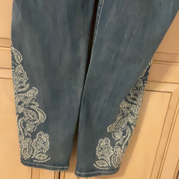 DENIM JEANS with SILVER STUDS. NWOT. - Picture 3 of 6
